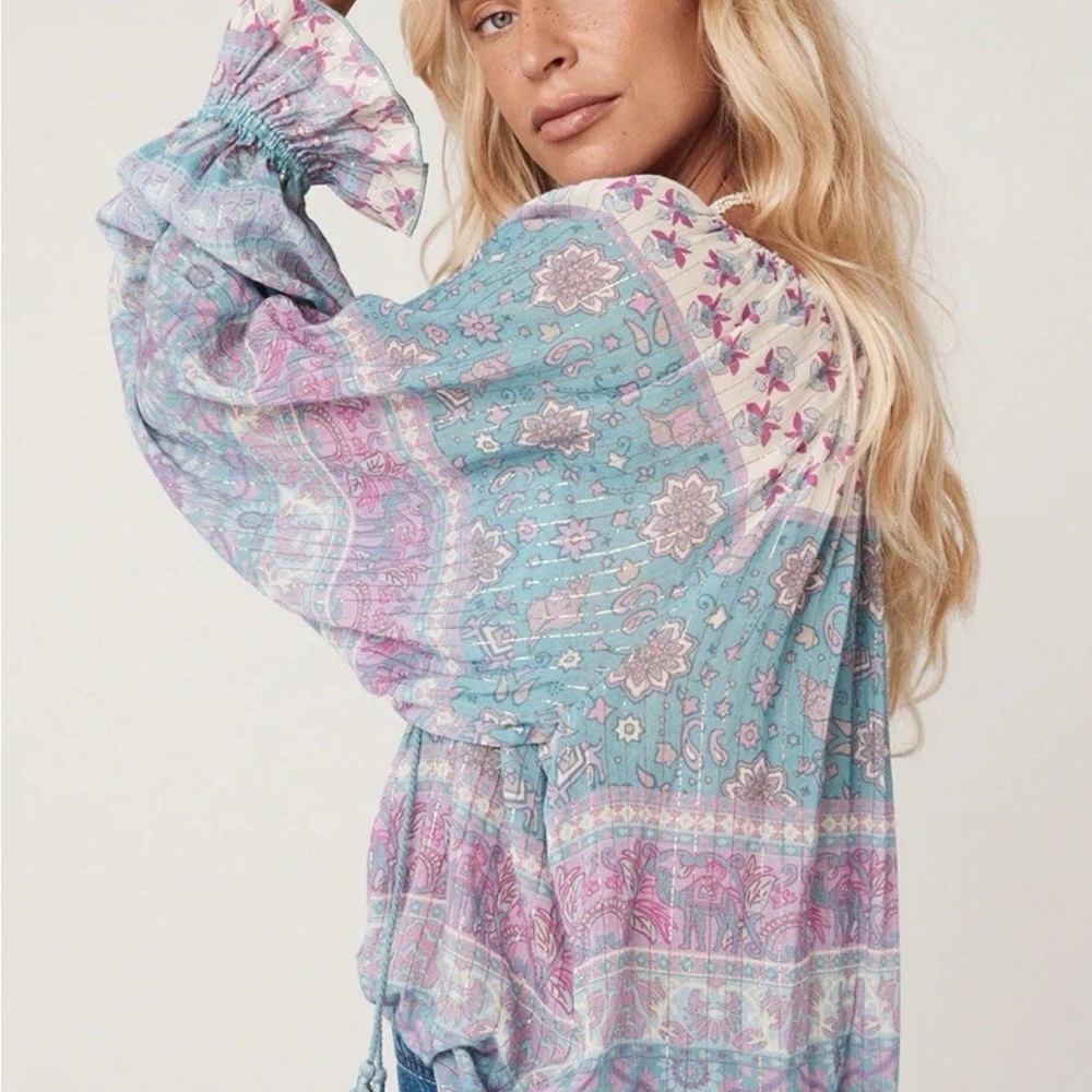 Spell & the Gypsy Collective Lovers Beach Tie Blouse Size XXL Paradise NWT - Picture 2 of 7